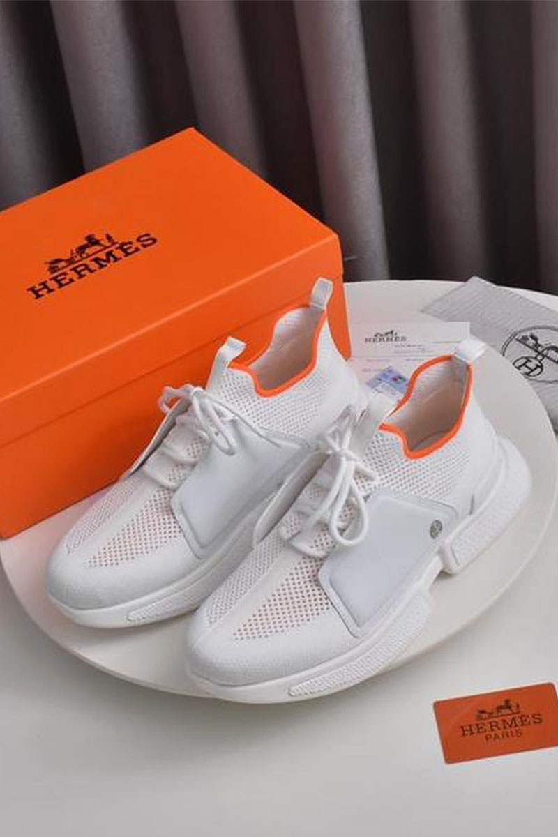 Hermes Мужские текстильные кроссовки Expert - White