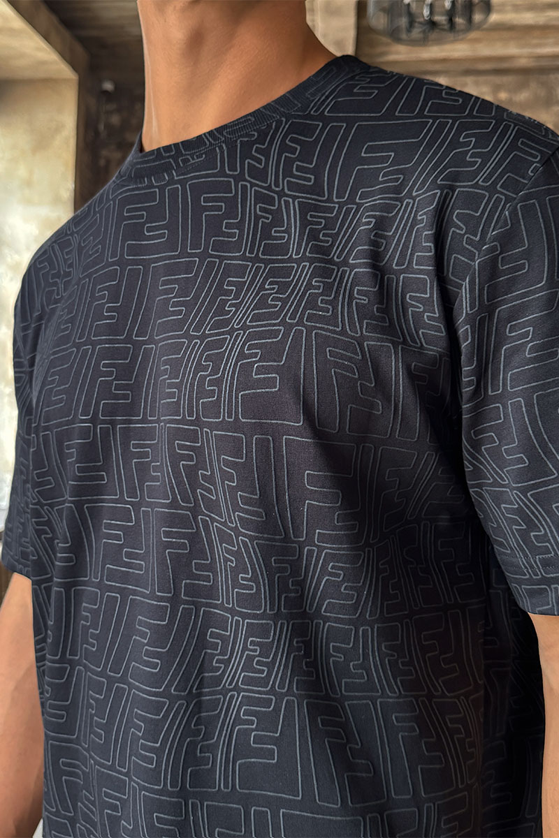 Fendi Чёрная оверсайз футболка distorted monogram pattern