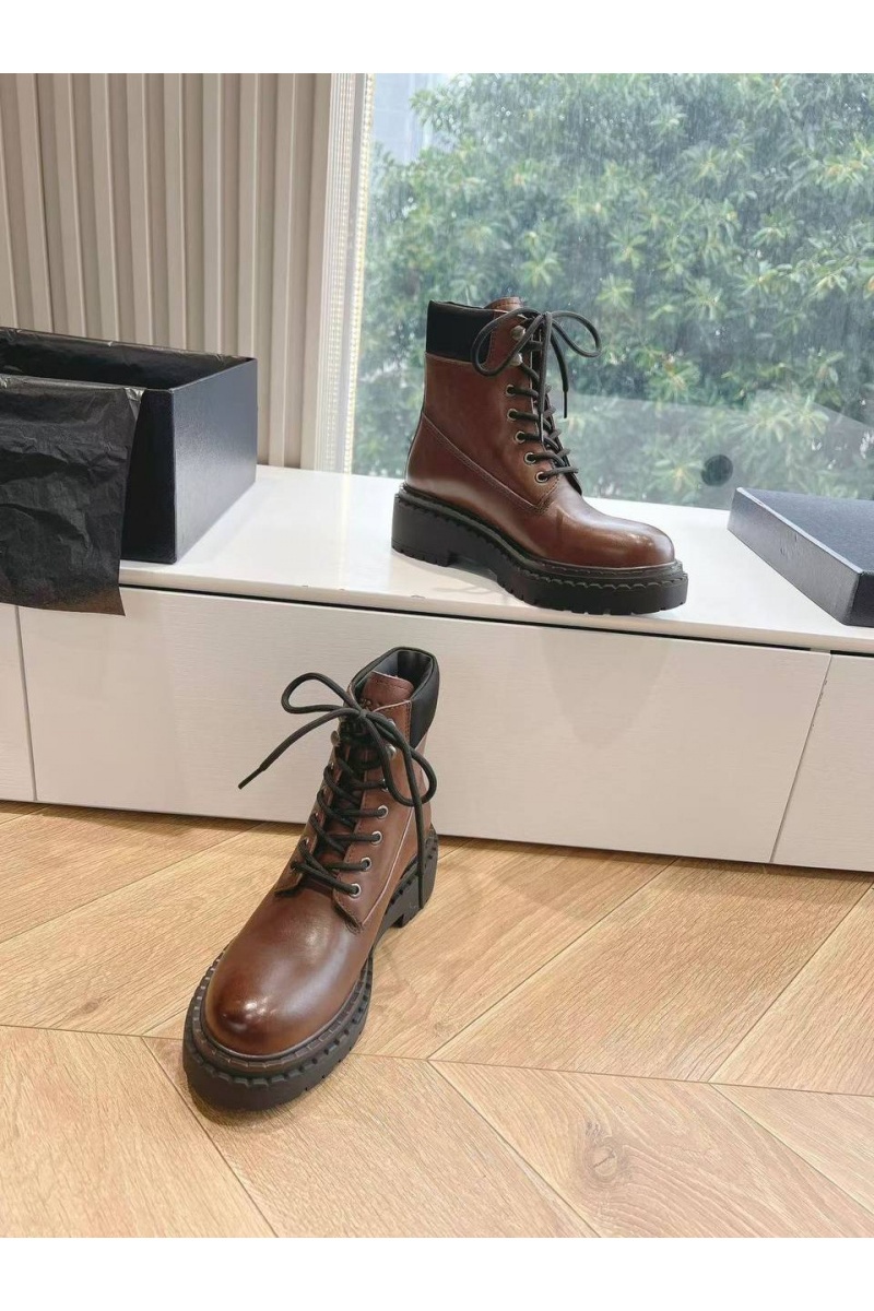 Prada Женские коричневые ботинки Premium