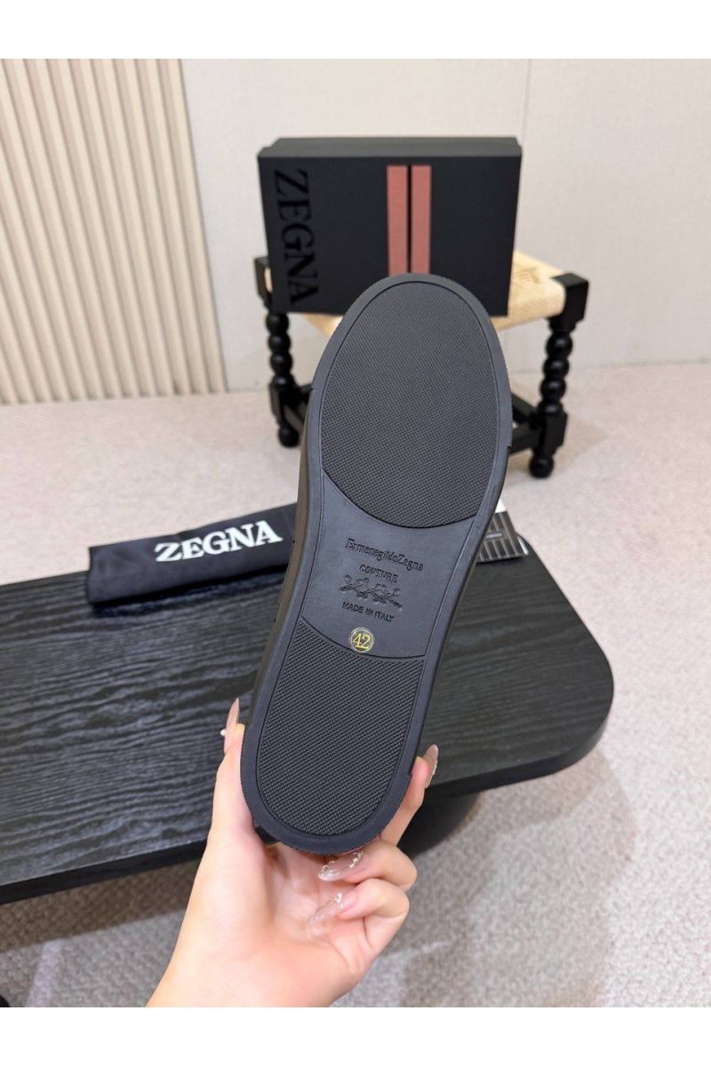 Zegna Кроссовки с мехом Triple Stitch high-top