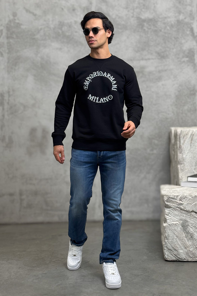 Emporio Armani EA7 Чёрный свитшот logo embroidery