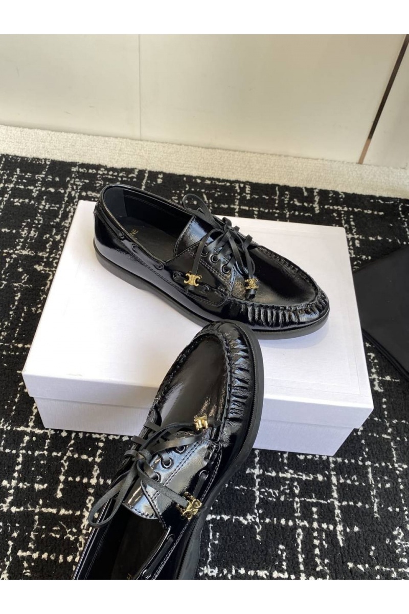 Celine Женские кожаные лоферы premium - Black