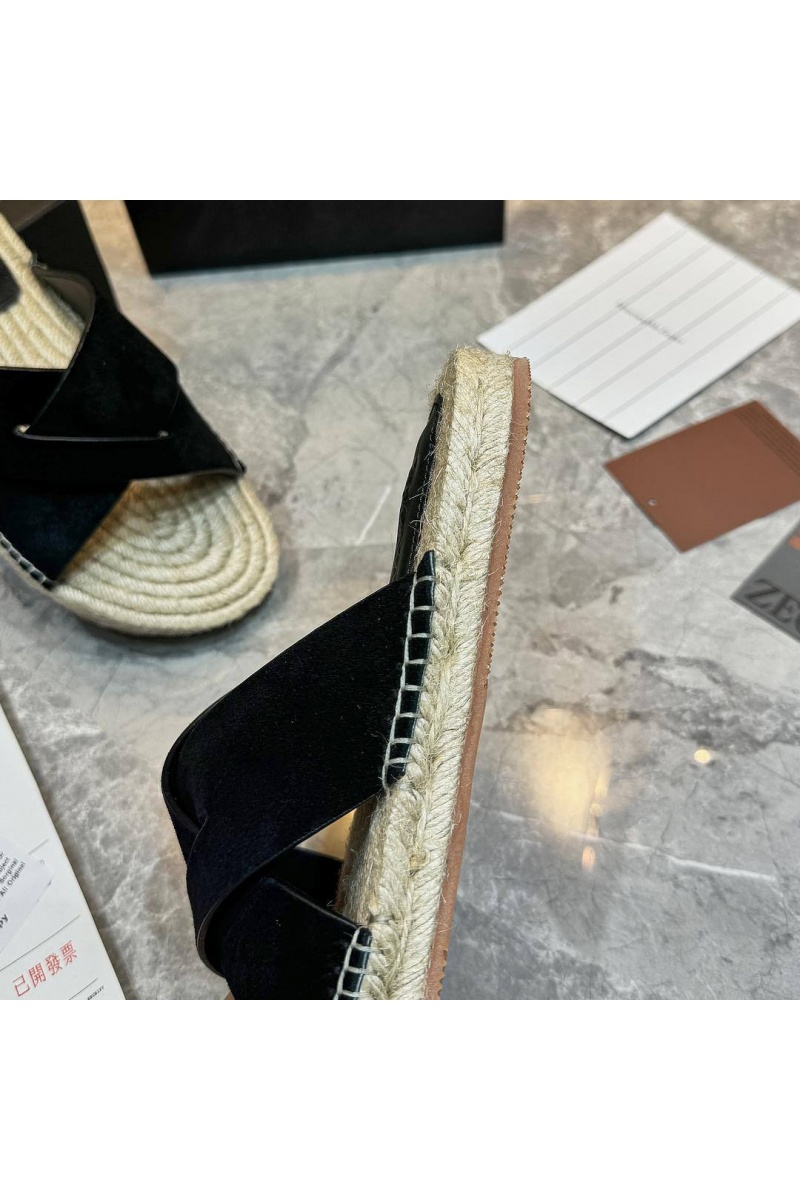 Zegna Мужские шлёпанцы suede - Black