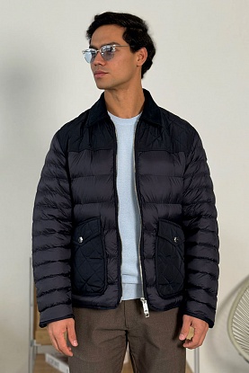 Тёмно-синяя пуховая куртка London England logo-patch