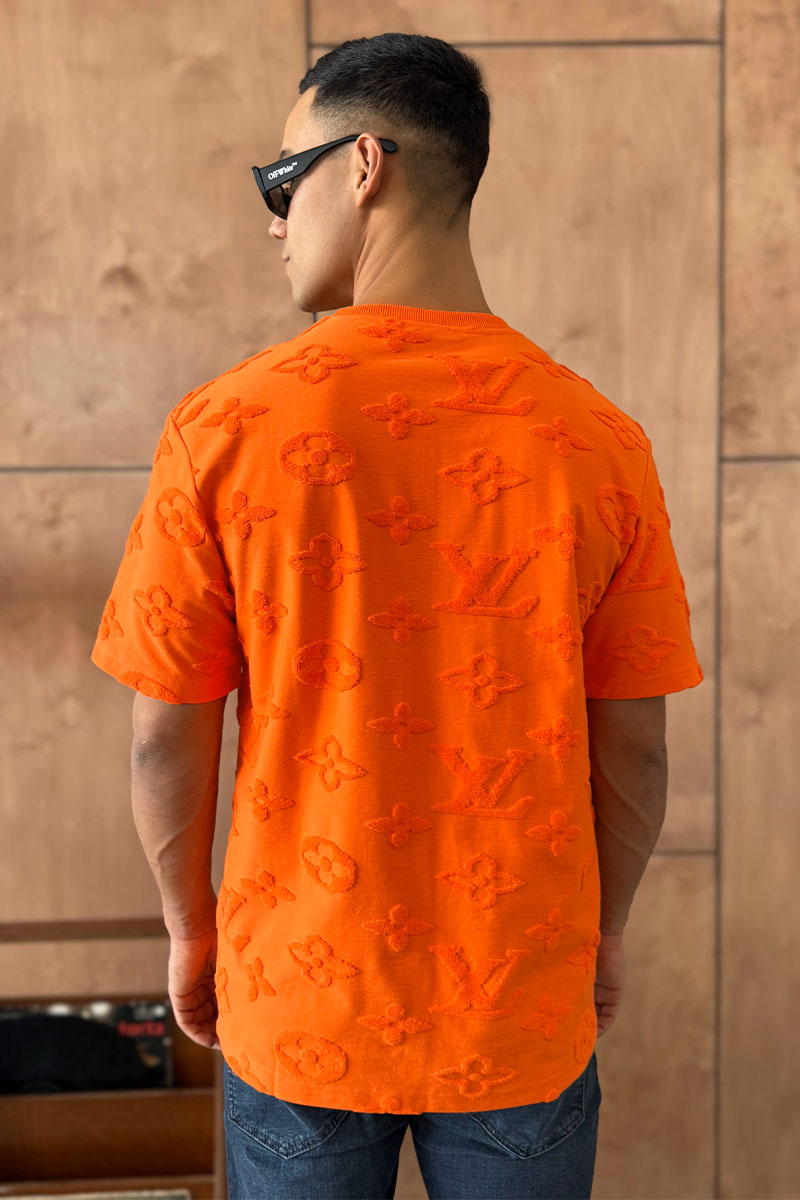 Lоuis Vuittоn Оранжевая оверсайз футболка Monogram All-over