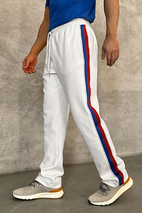 Белые спортивные штаны striped logo 