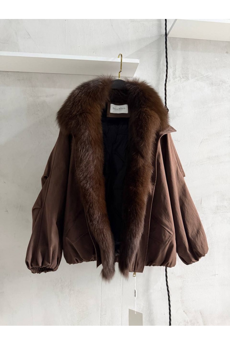 Max Mara Женский бомбер с натуральным мехом premium
