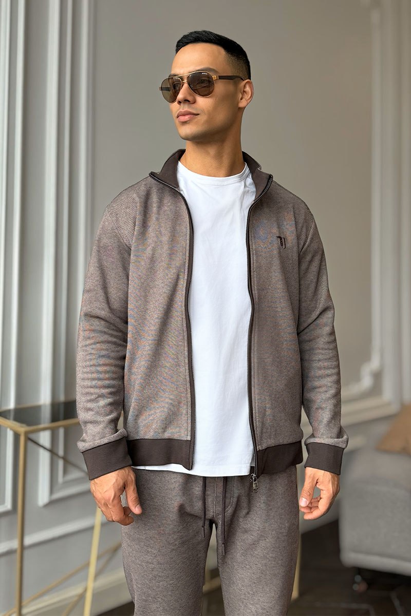 Trussardi Мужская кофта embroidered logo - Brown 