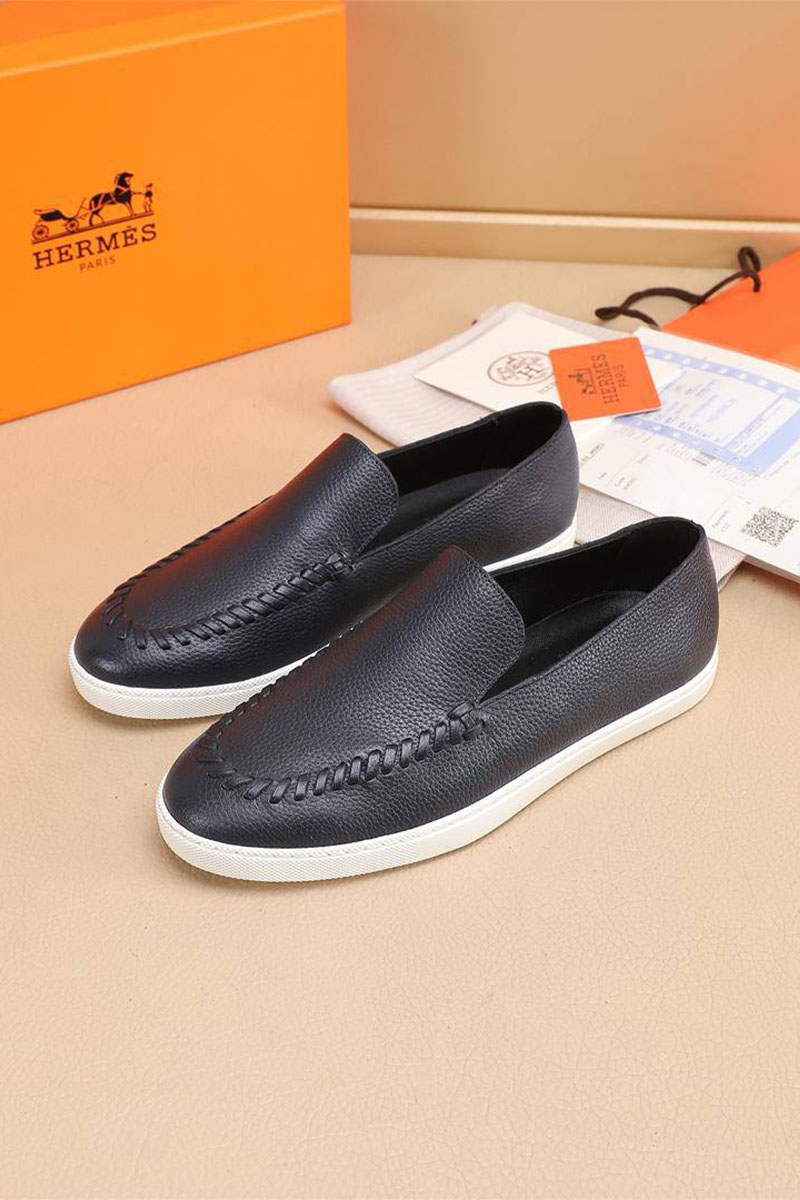 Hermes Мужские кожаные лоферы Julian - Navy