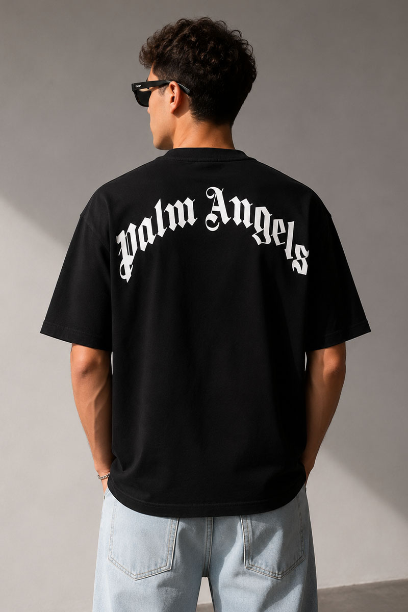 Palm Angels Чёрная оверсайз футболка Leopard Bear