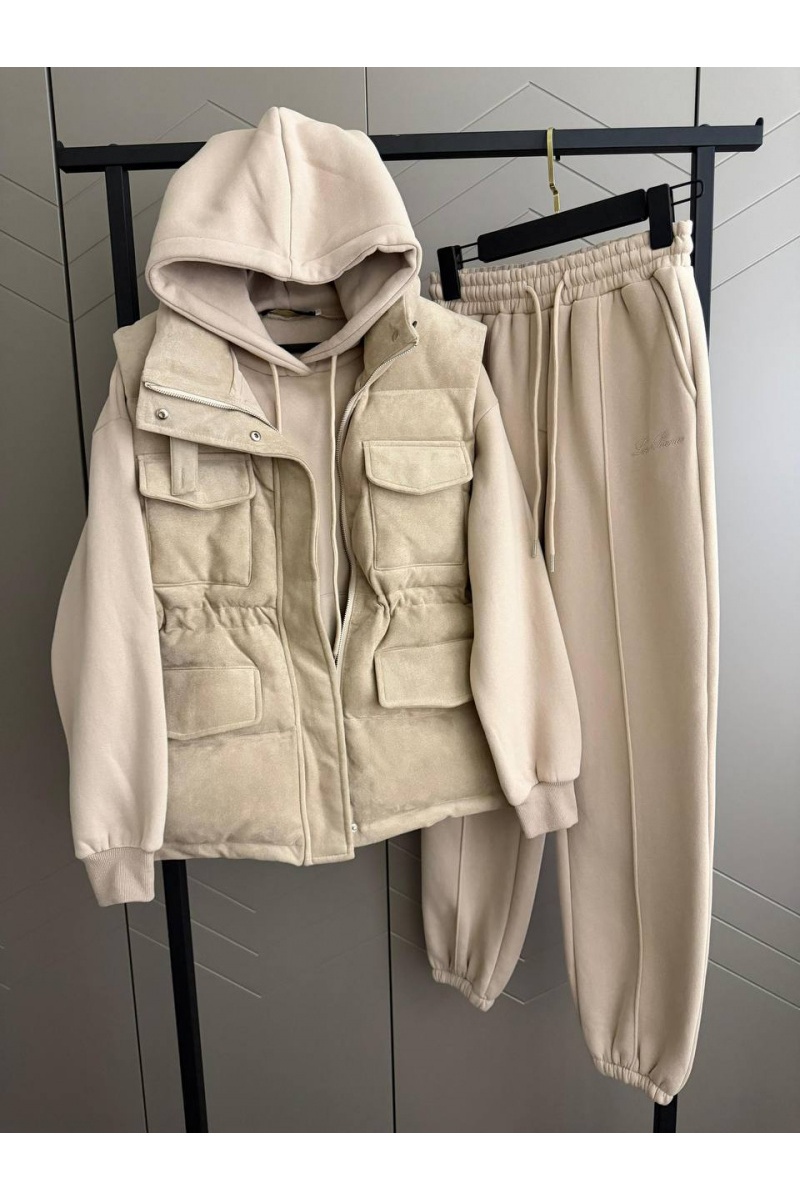 Loro Piana Женский костюм тройка на флисе premium - Beige