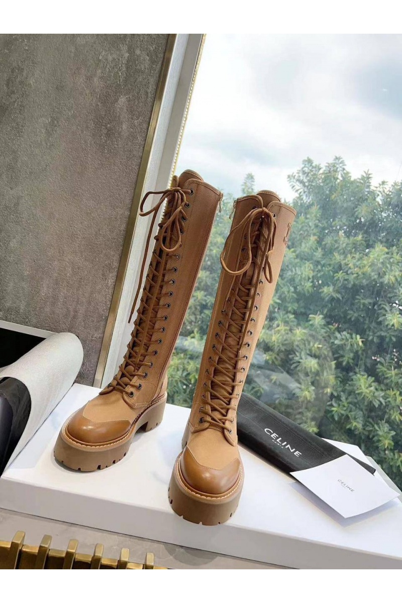 Celine Женские комбинированные сапоги Premium - Brown