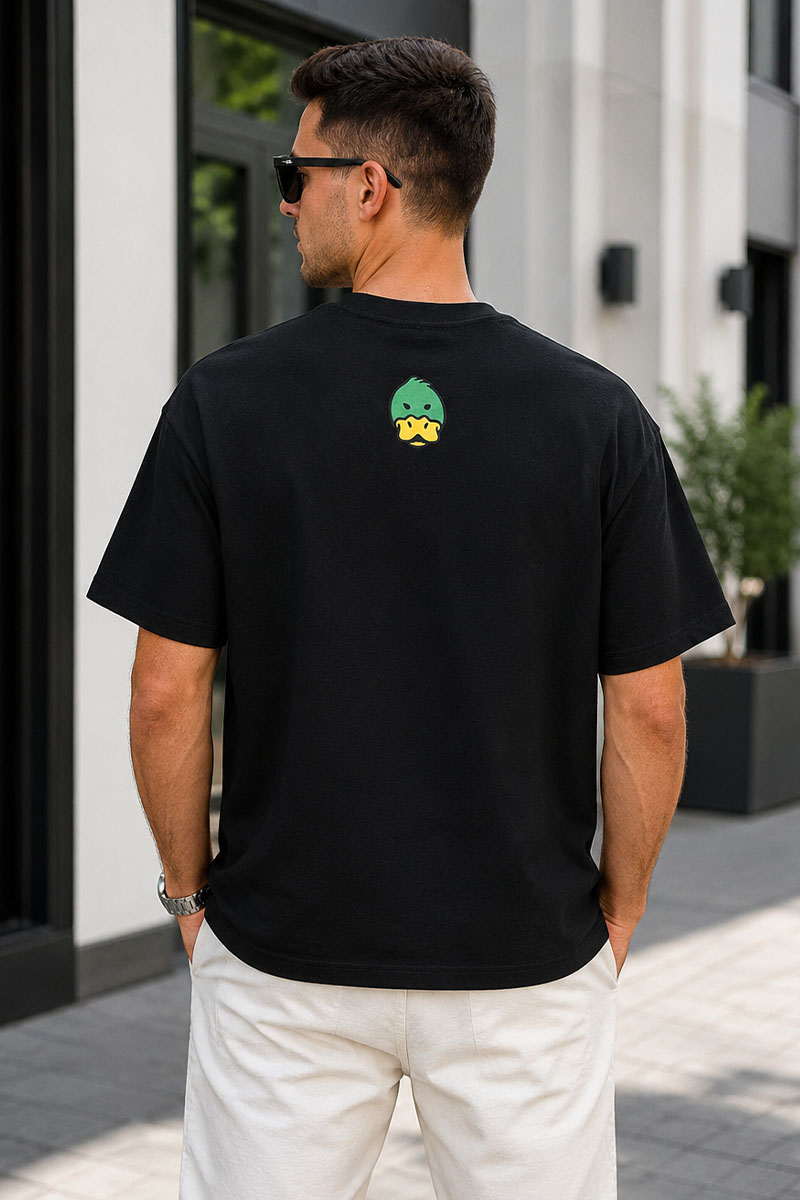 Lоuis Vuittоn Чёрная оверсайз футболка Maison Duck logo