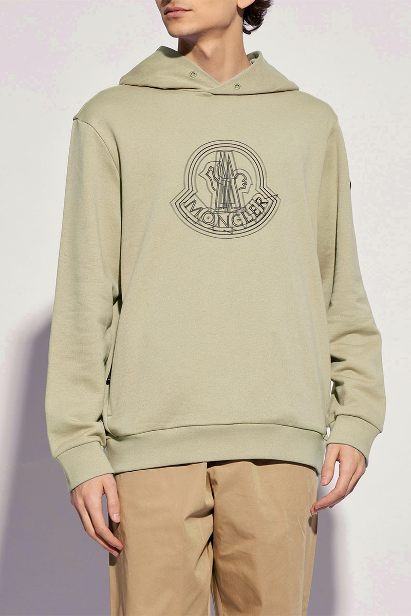 Moncler Мужское бежевое худи logo-print