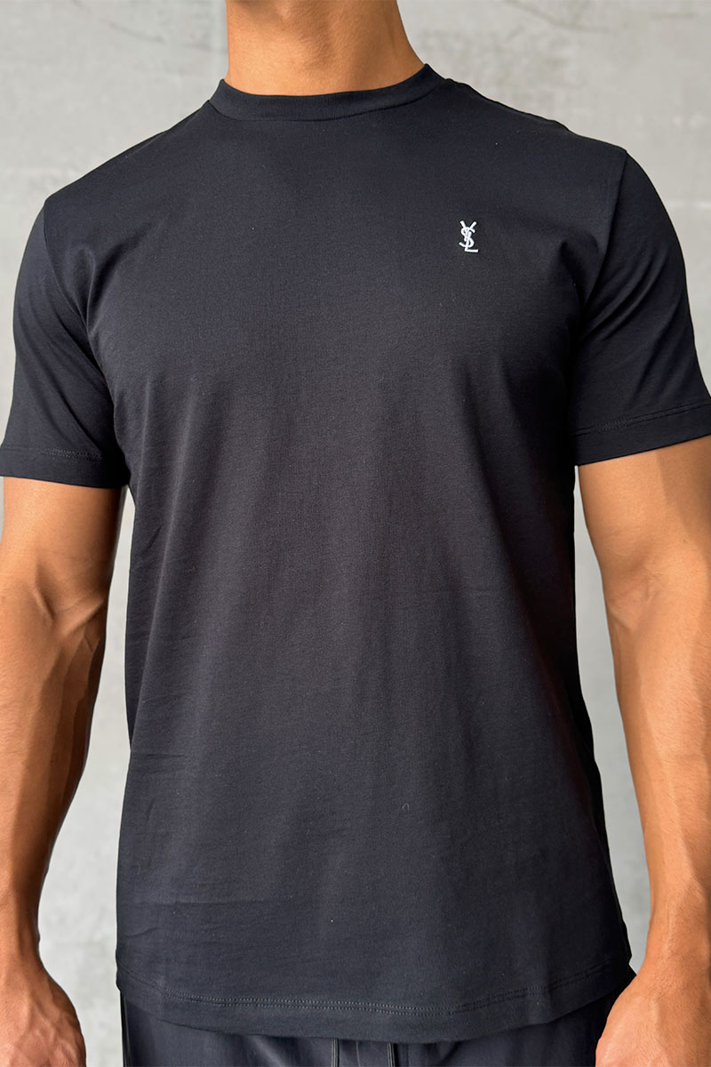 Yves Saint Laurent Мужская футболка logo-embroidered - Black