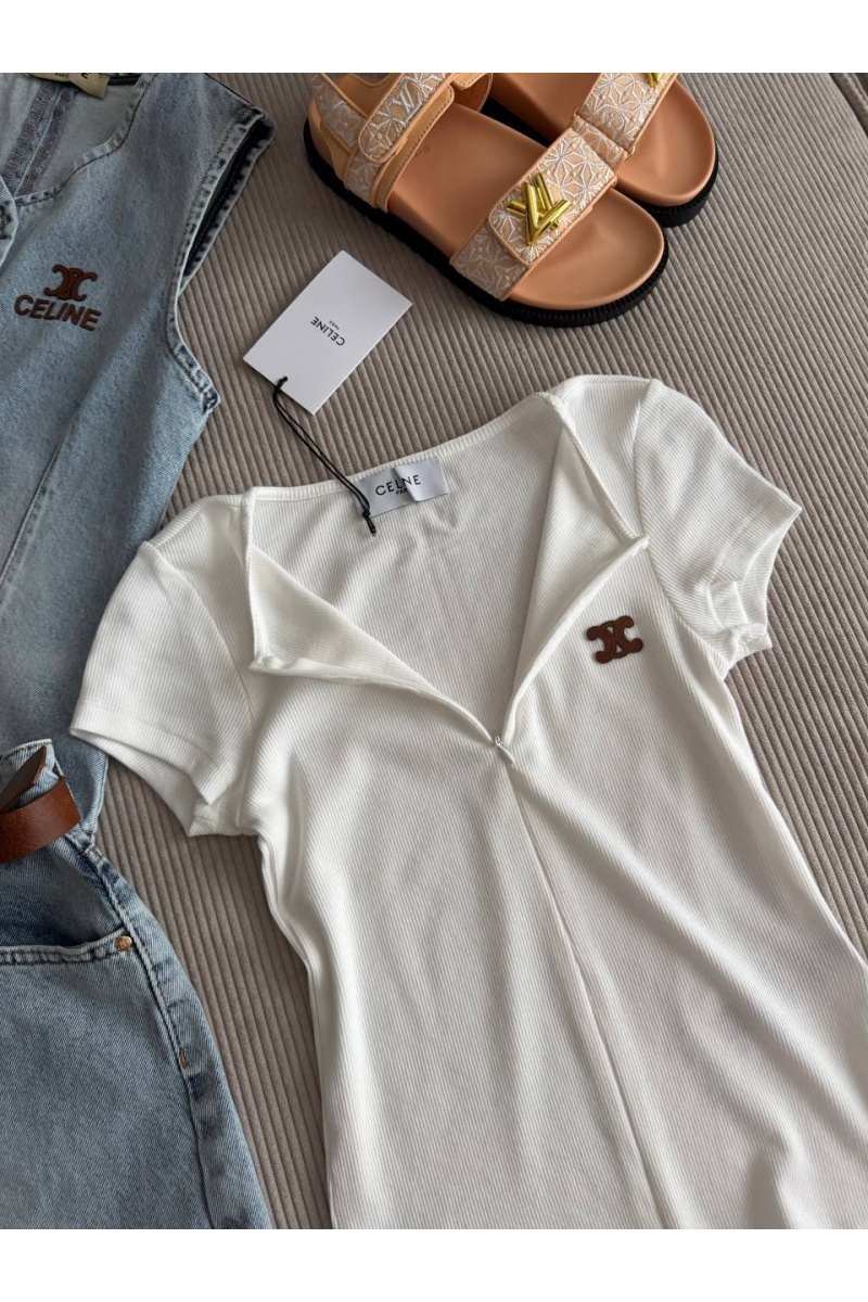Celine Белая женская футболка premium