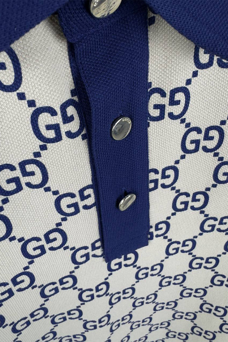 Gucci Мужское поло GG monogram all-over - Navy / Beige