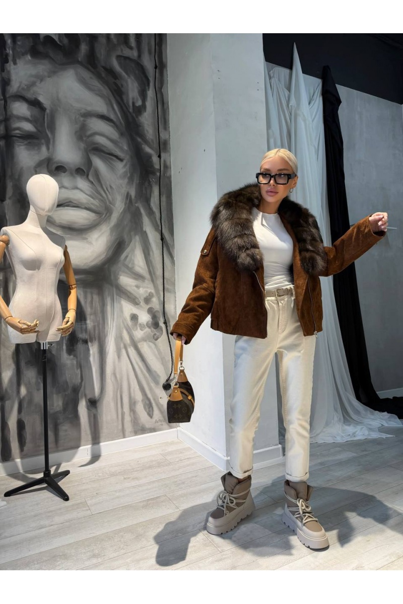 Max Mara Женский бомбер с натуральным мехом premium