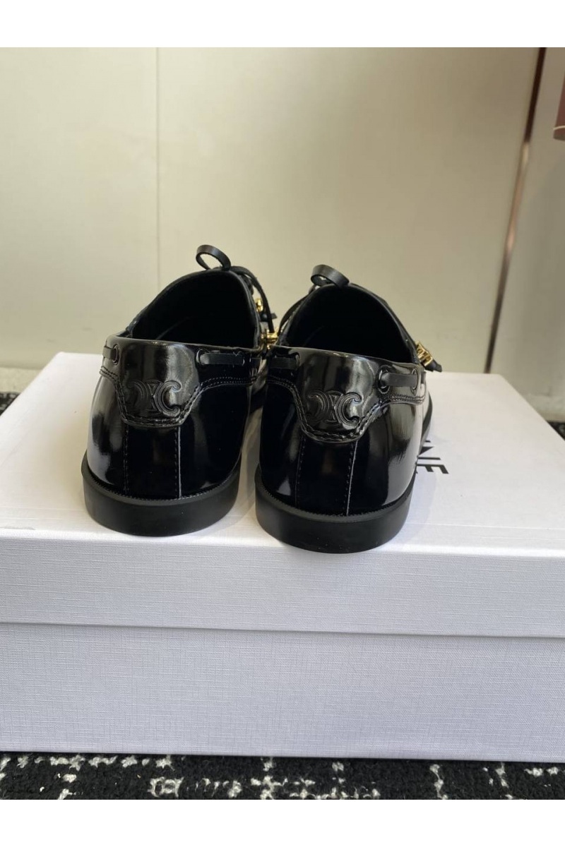 Celine Женские кожаные лоферы premium - Black