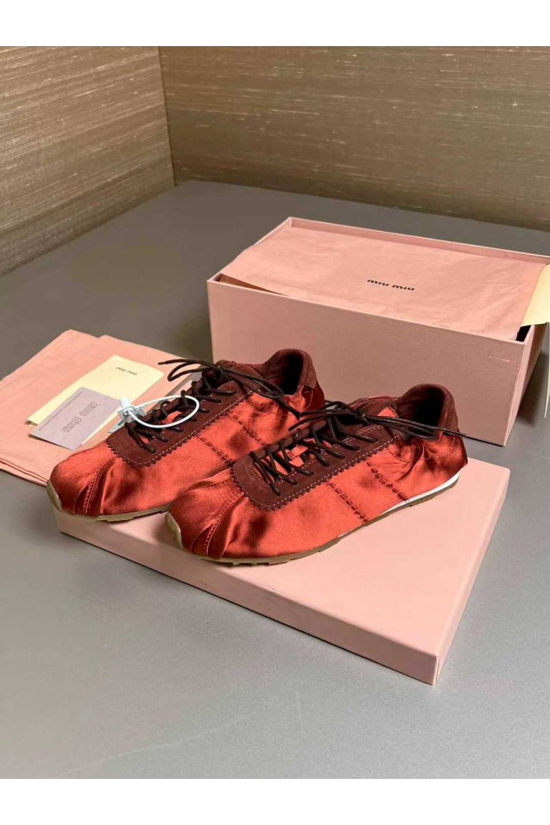 MIU MIU Женские кроссовки Plume Satin premium
