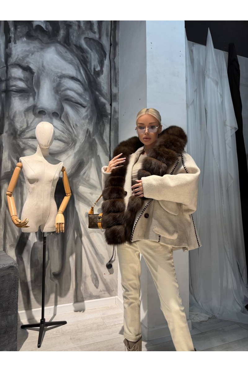 Max Mara Женское пальто с натуральным мехом premium