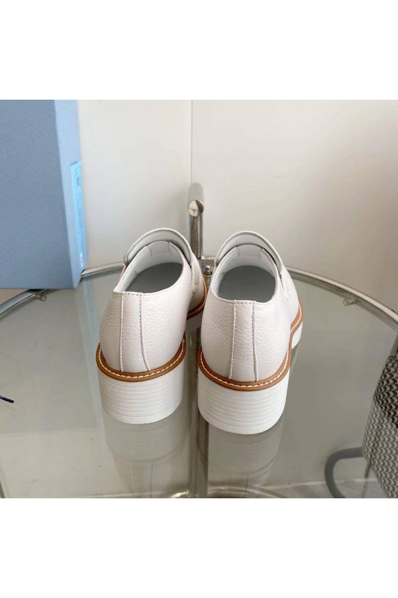 Prada Женские кожаные лоферы Premium - White