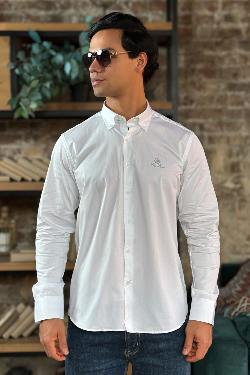Loro Piana Мужская рубашка logo-embroidered - White
