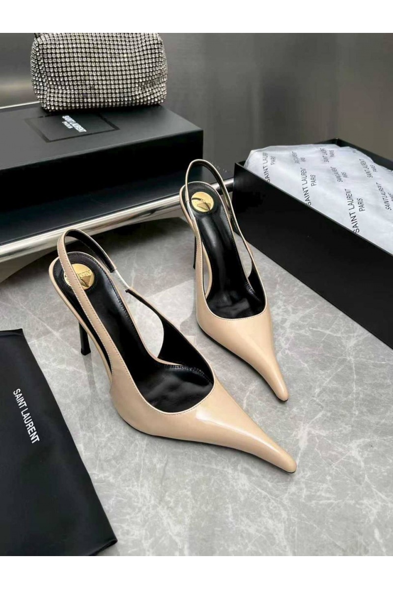 Yves Saint Laurent Женские кожаные туфли на каблуке premium