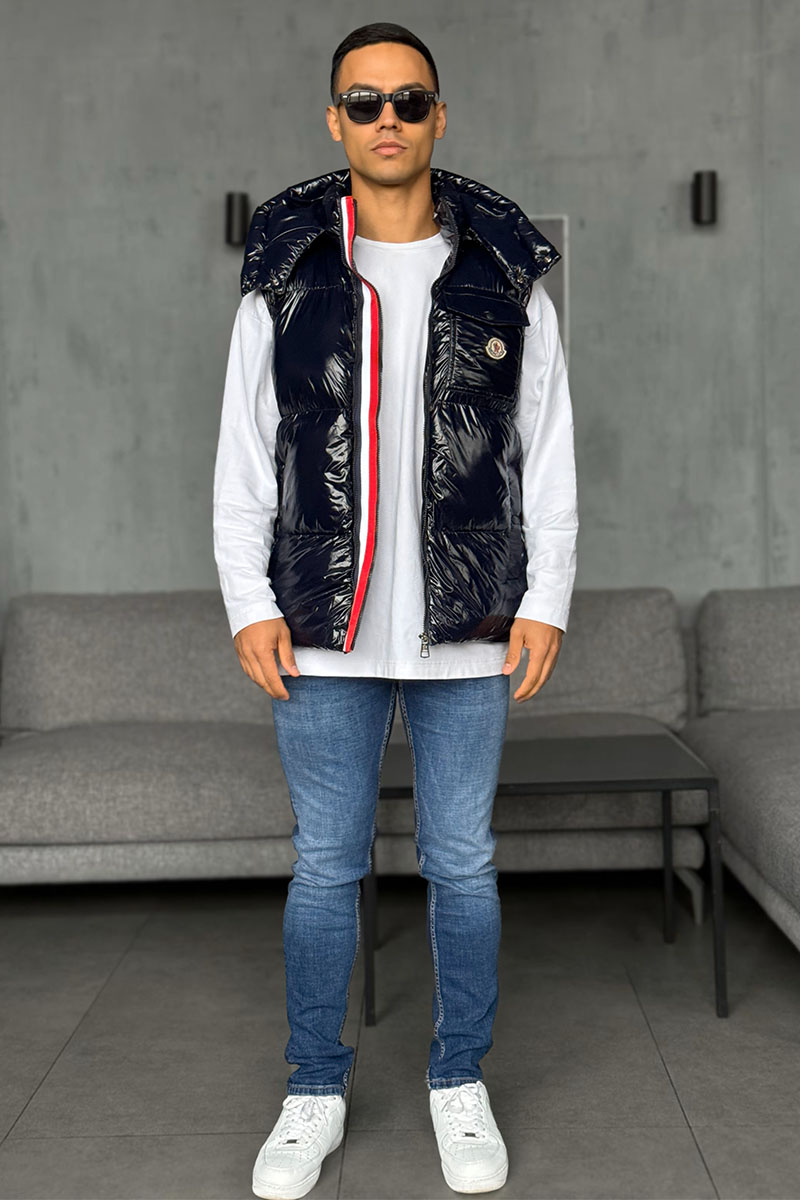 Moncler Мужской синий жилет logo-patch 