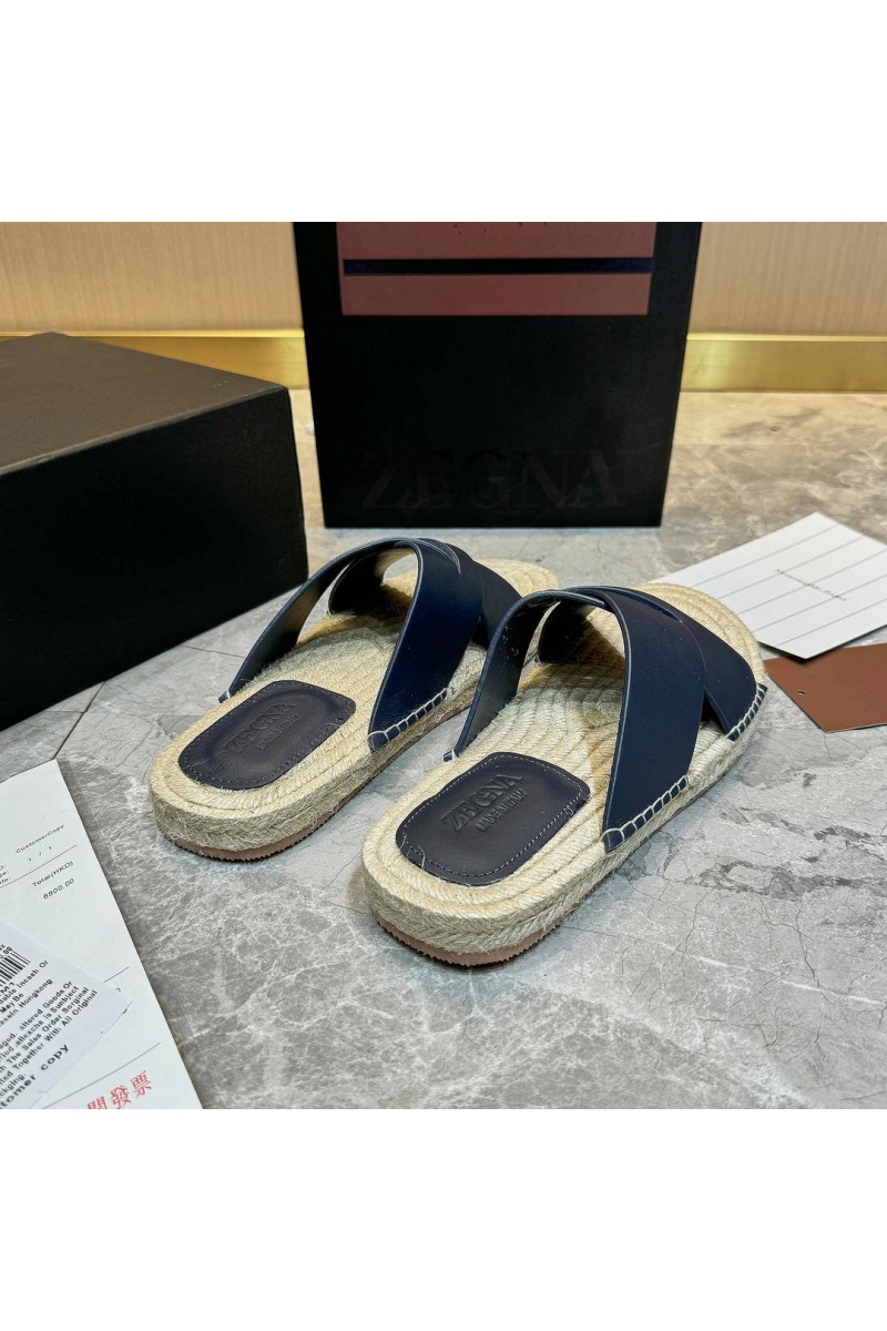 Zegna Мужские шлёпанцы leather - Navy