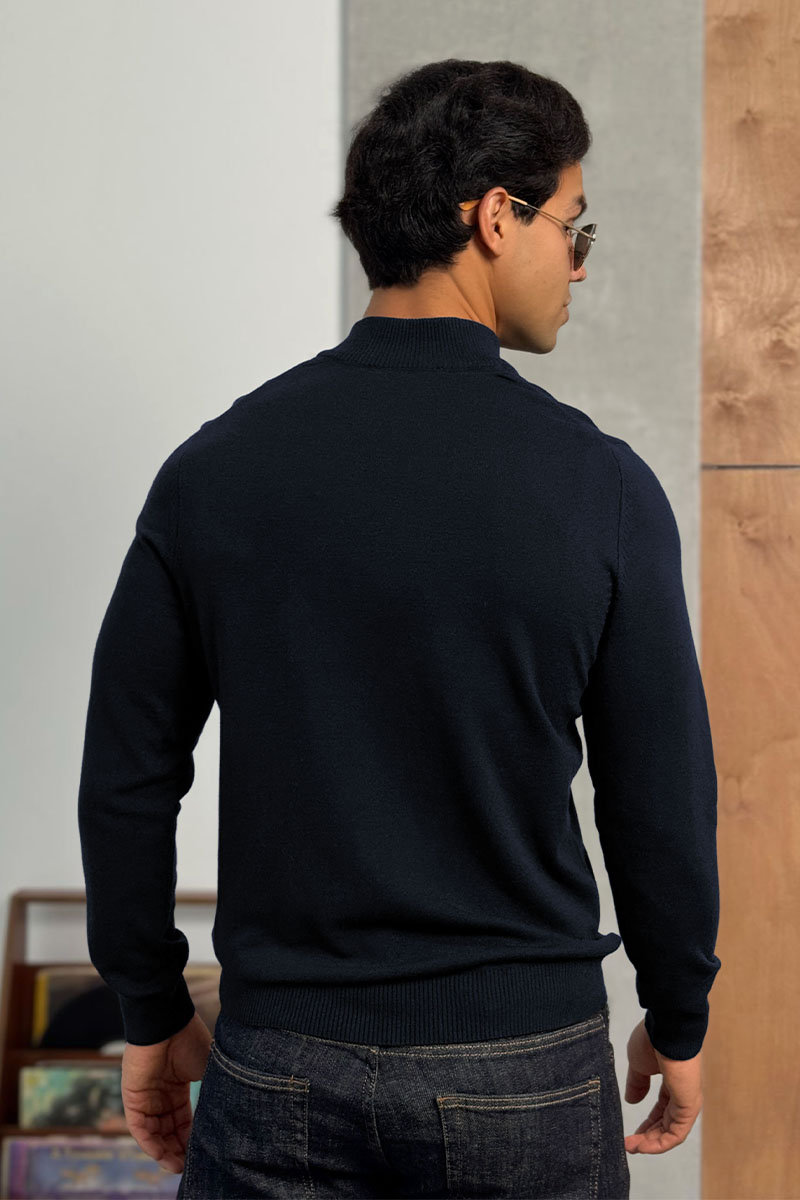 Loro Piana Тёмно-синий джемпер Zip Neck