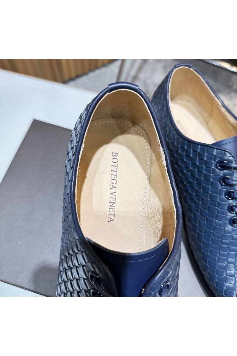 Bottega Veneta Мужские кожаные ботинки Intrecciato - Navy