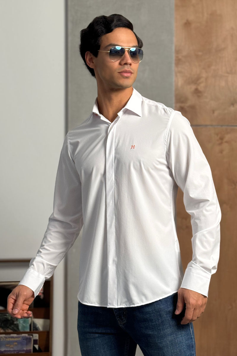 Hermes Мужская рубашка H embroidered - White
