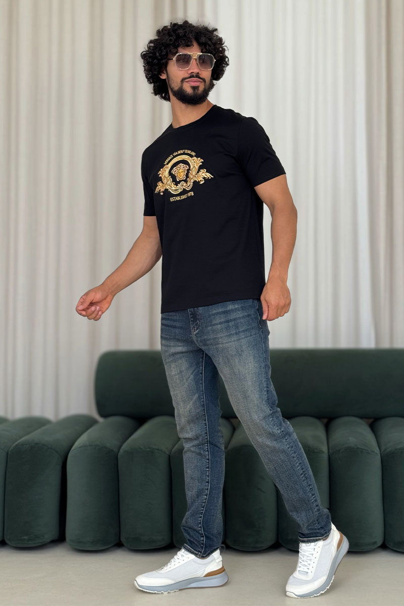 Versace Чёрная футболка Coupe Blason embroidered