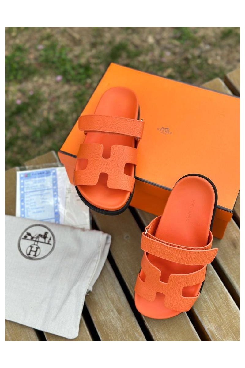 Hermes Женские кожаные сандалии Chypre - Orange