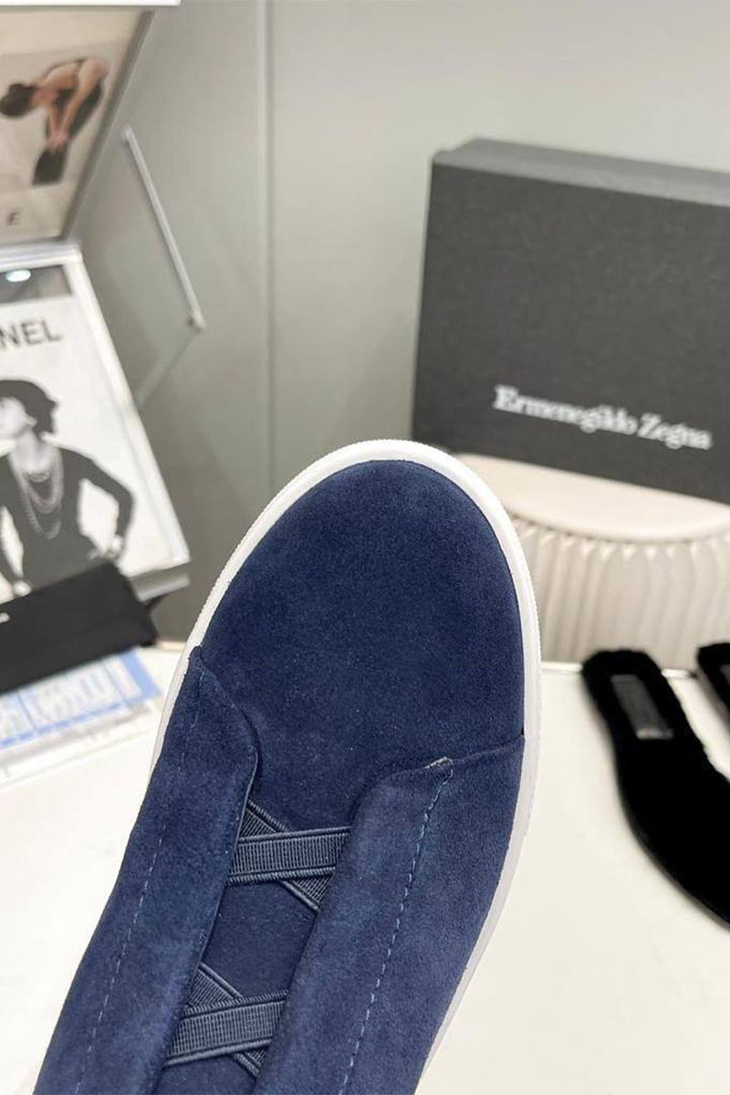 Zegna Кроссовки с мехом Triple Stitch - Navy