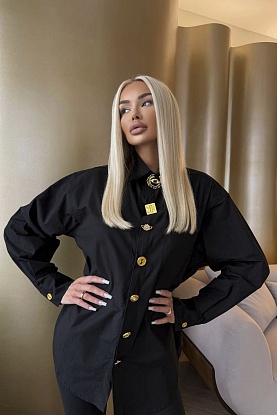 Женская хлопковая рубашка Premium - Black