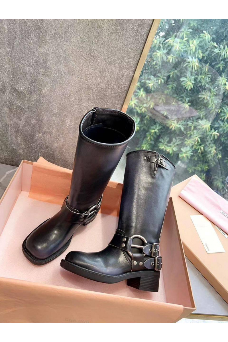 MIU MIU Женские кожаные сапоги Ankle Premium