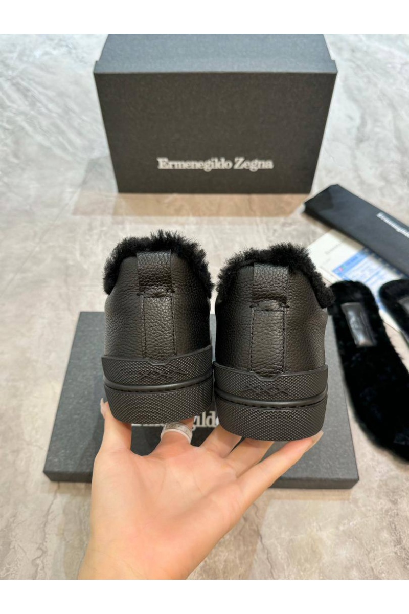 Zegna Кроссовки с мехом Triple Stitch