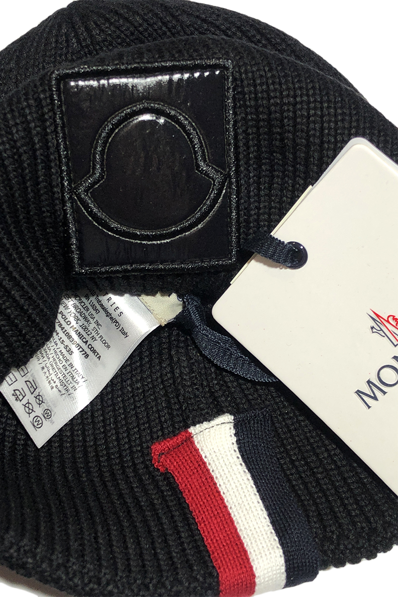 Moncler Мужская брендовая шапка чёрного цвета