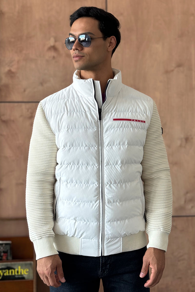 Prada Куртка с вязаными рукавами Linea Rossa - White