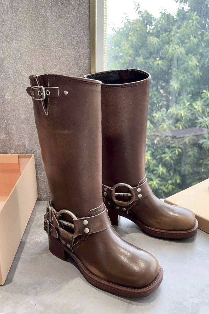 MIU MIU Женские кожаные сапоги Ankle Premium