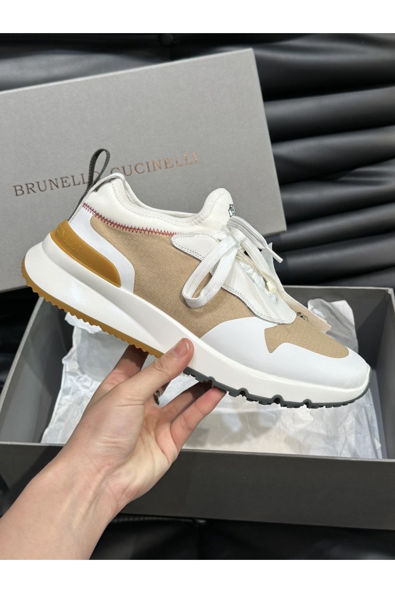 Brunеllо Сuсinеlli Комбинированные кроссовки panelled-design - White / Beige