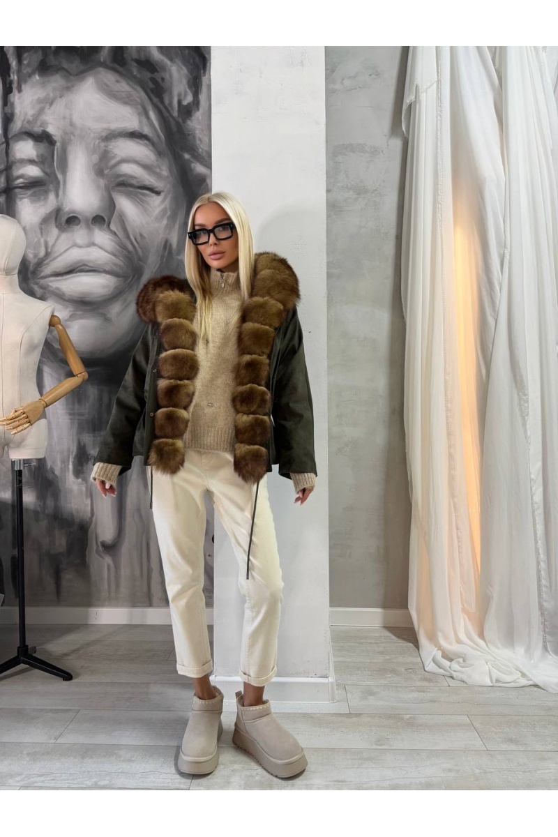 Max Mara Женская утеплённая парка с натуральным мехом premium