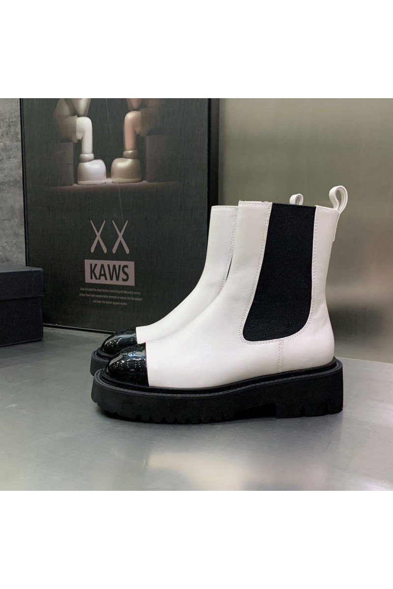 Chаnеl Женские кожаные сапоги Cruise premium - White / Black