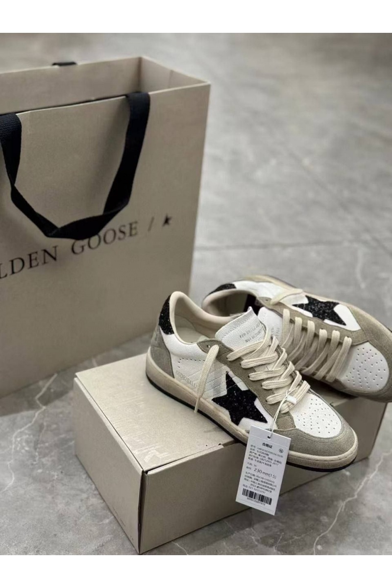 Designer Clothing Женские кожаные кроссовки Golden Goose Ball Star Premium - Black / White