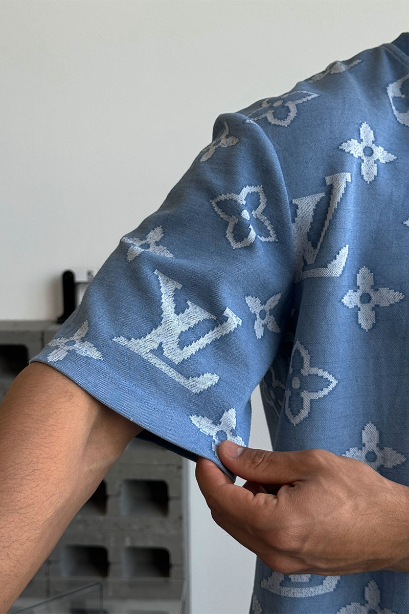 Lоuis Vuittоn Синяя оверсайз футболка Monogram