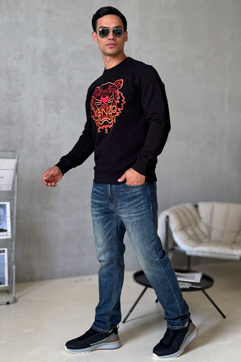 Kenzo Чёрный мужской свитшот Tiger Head embroidered