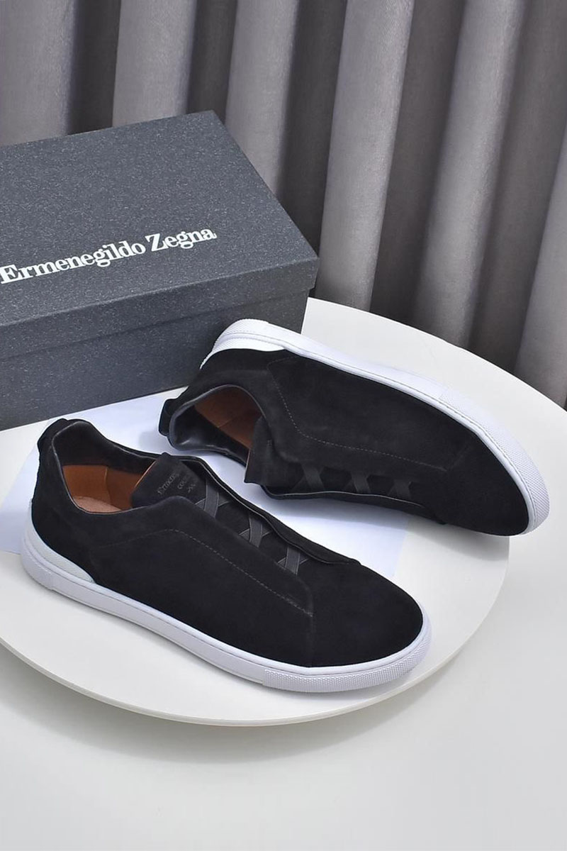 Zegna Замшевые кроссовки Triple Stitch low-top - Black