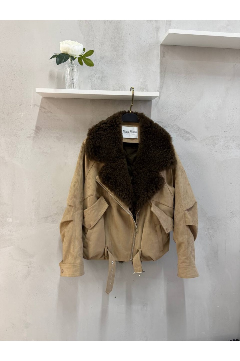 Max Mara Женский бомбер с натуральным мехом premium